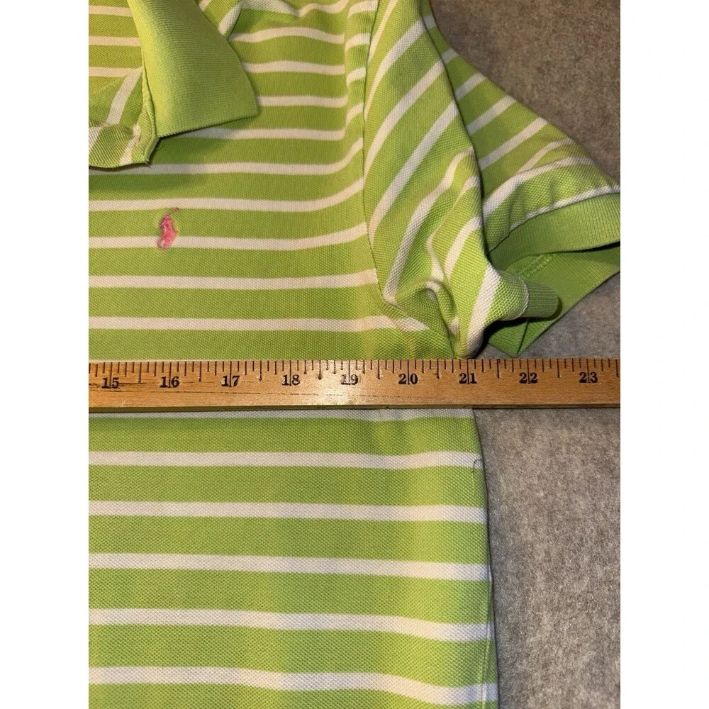 Polo Ralph Lauren Men’s VTG Polo Striped Pink Horse Sz Large, Stain In Pic